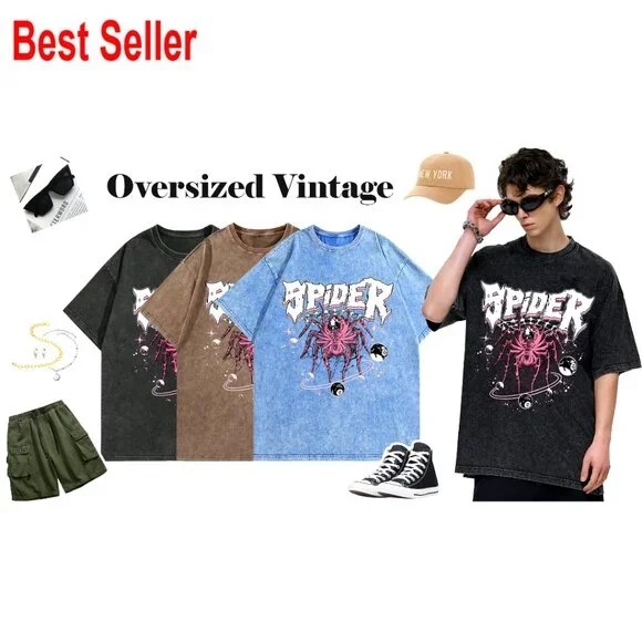 Oversized Vintage Graphic Tee Unisex Cotton Acid Washed Streetwear T-Shirt